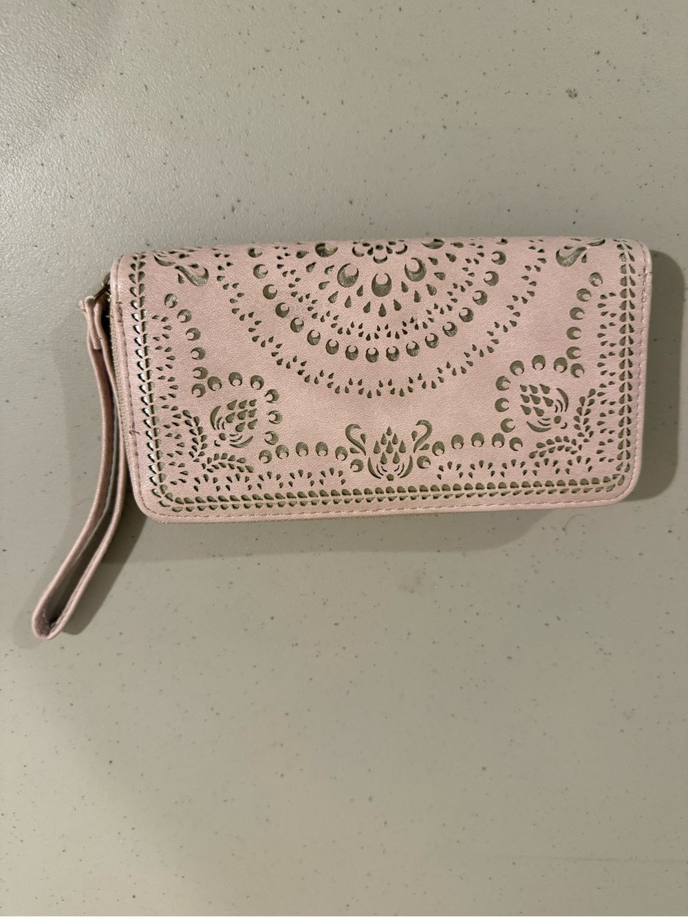 Women's Pink Laser-Cut Wristlet Wallet